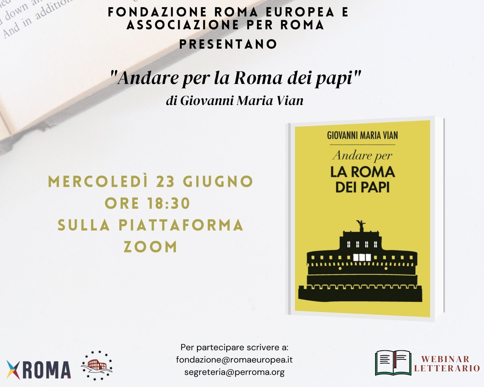 Webinar Letterario – Andare per la Roma dei Papi